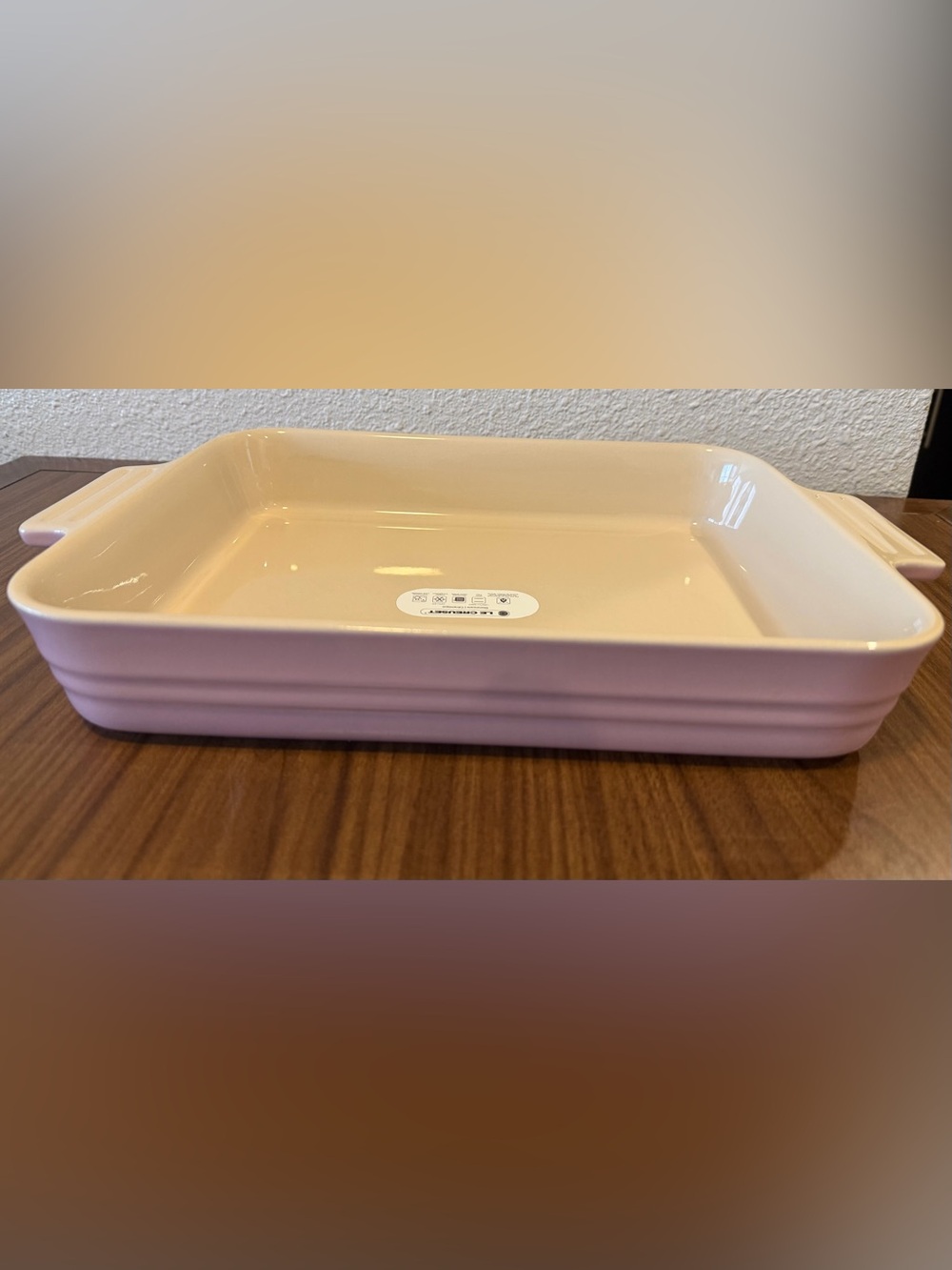 Le Creuset 32cm Rectangular Dish Chiffon Pink Stoneware NEW Discontinued Rare